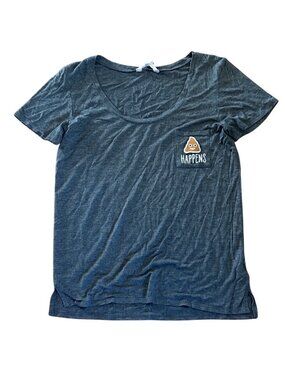 Urban Heritage Shirt Womens Small Graphic Poop Happens Pocket Gray Short Sleeve